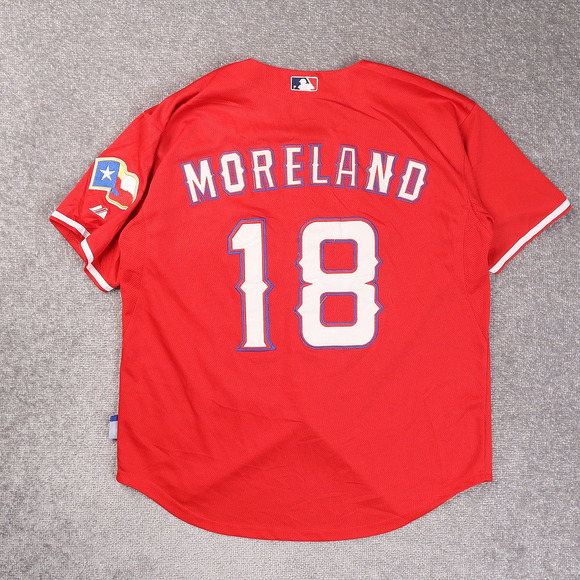 Texas Rangers Baseball Mitch Moreland #18 Size 50 Red Full Button Up Jersey - Picture 2 of 12